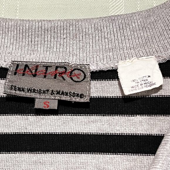 Vintage Fenn Wright Mason 100% Cotton Striped Polo Cropped Women’s S Oversized - Picture 5 of 9